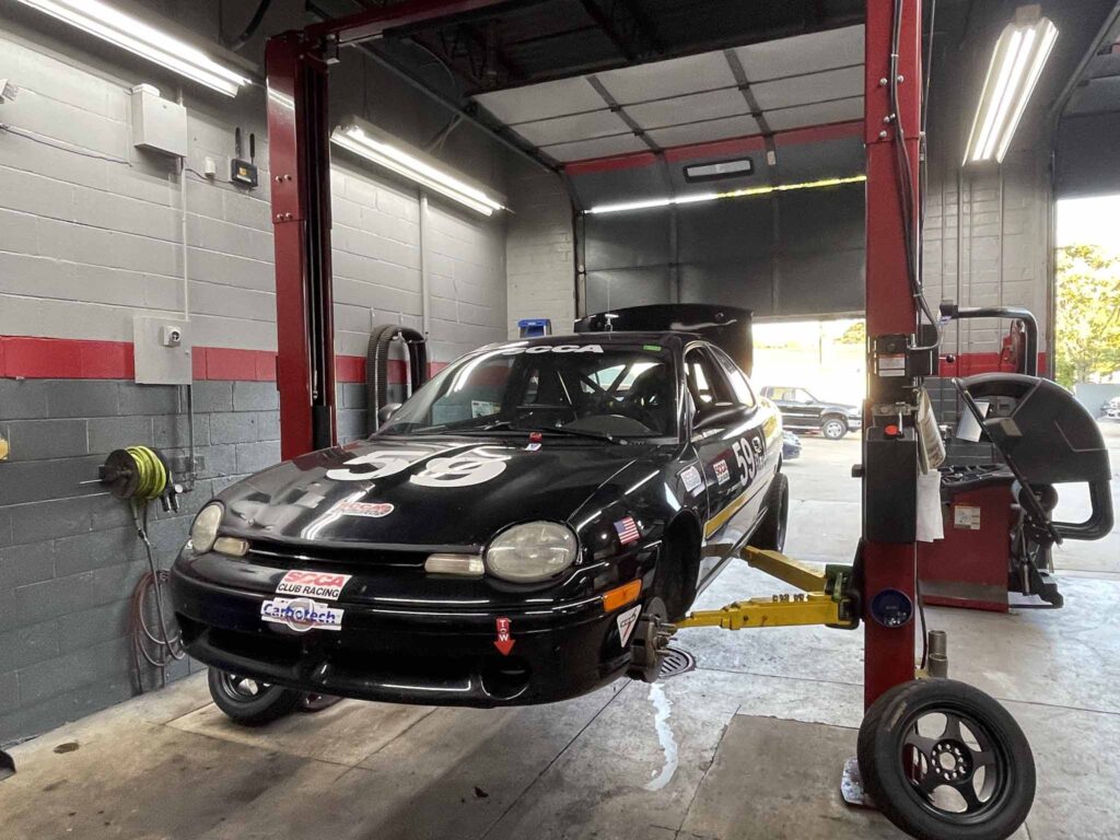 racecar being serviced in ohio